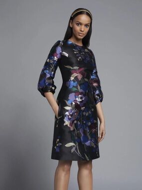Frascara 3747 Cocktail Dress Metallic Floral NWT 12